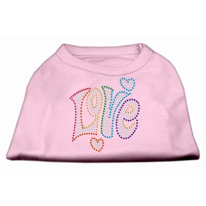 Technicolor Love Rhinestone Pet Shirt Light Pink Lg