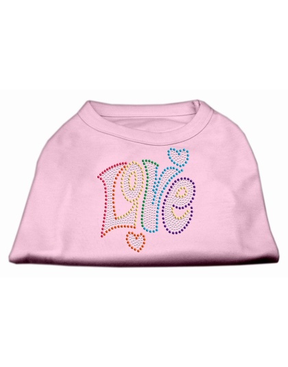 Technicolor Love Rhinestone Pet Shirt Light Pink Lg