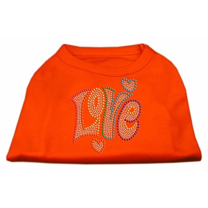 Technicolor Love Rhinestone Pet Shirt Orange Lg