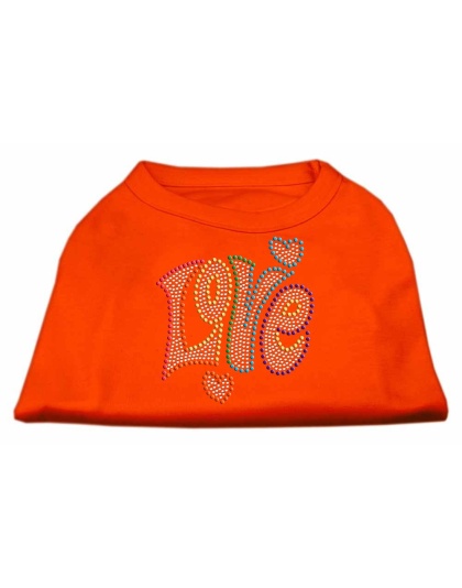 Technicolor Love Rhinestone Pet Shirt Orange Lg