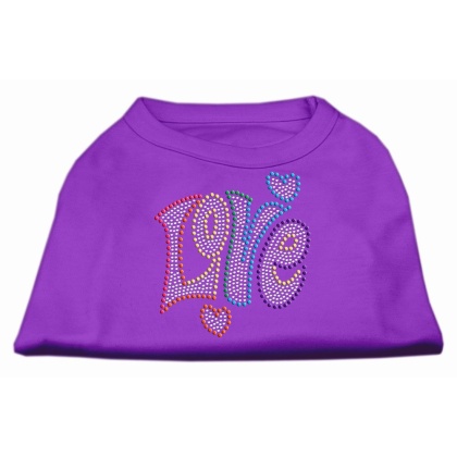 Technicolor Love Rhinestone Pet Shirt Purple Lg