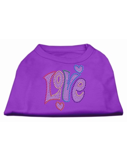 Technicolor Love Rhinestone Pet Shirt Purple Lg