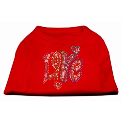 Technicolor Love Rhinestone Pet Shirt Red Lg