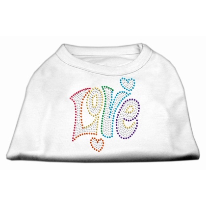 Technicolor Love Rhinestone Pet Shirt White Lg