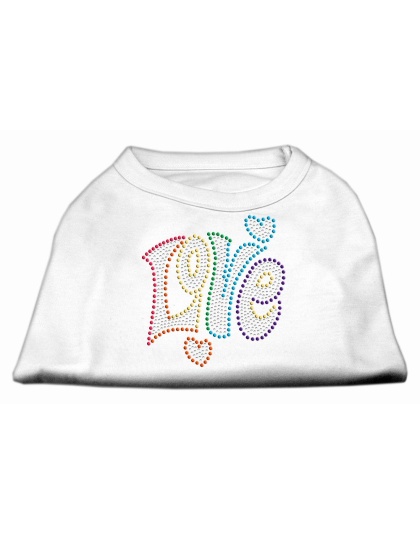 Technicolor Love Rhinestone Pet Shirt White Lg