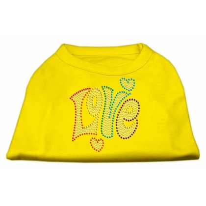 Technicolor Love Rhinestone Pet Shirt Yellow Lg