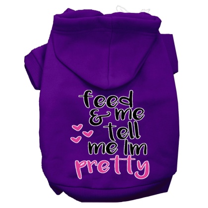Tell me I'm Pretty Screen Print Dog Hoodie Purple L