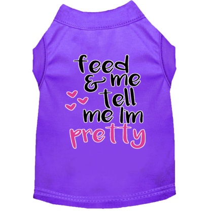 Tell me I'm Pretty Screen Print Dog Shirt Purple Lg