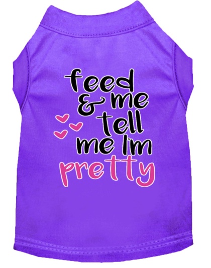 Tell me I'm Pretty Screen Print Dog Shirt Purple Lg