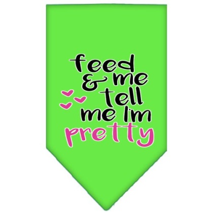 Tell me I'm Pretty Screen Print Pet Bandana Lime Green Large
