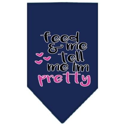Tell me I'm Pretty Screen Print Pet Bandana Navy Blue large