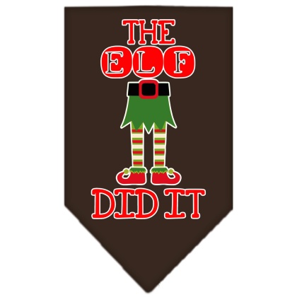 The Elf Did It Screen Print Bandana Cocoa Large