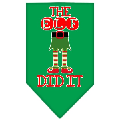 The Elf Did It Screen Print Bandana Emerald Green Large