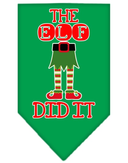 The Elf Did It Screen Print Bandana Emerald Green Large