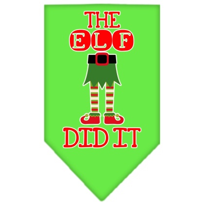 The Elf Did It Screen Print Bandana Lime Green Large