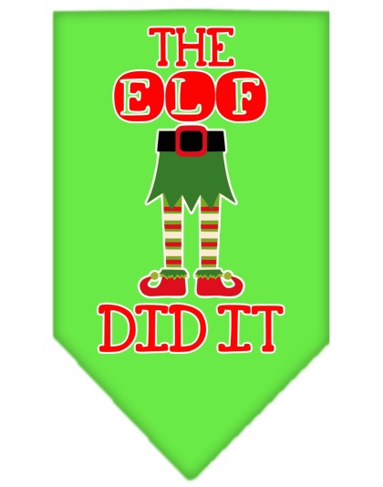 The Elf Did It Screen Print Bandana Lime Green Large