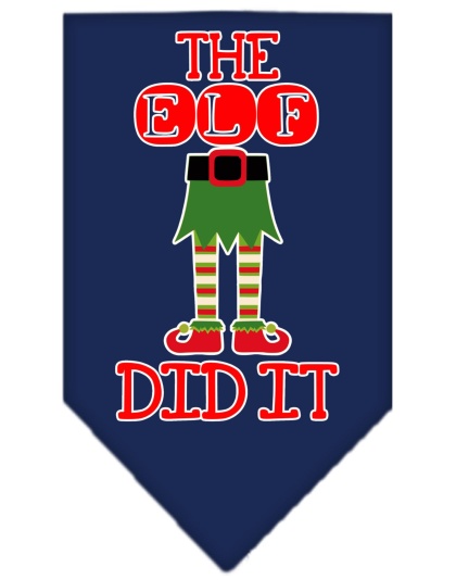 The Elf Did It Screen Print Bandana Navy Blue large