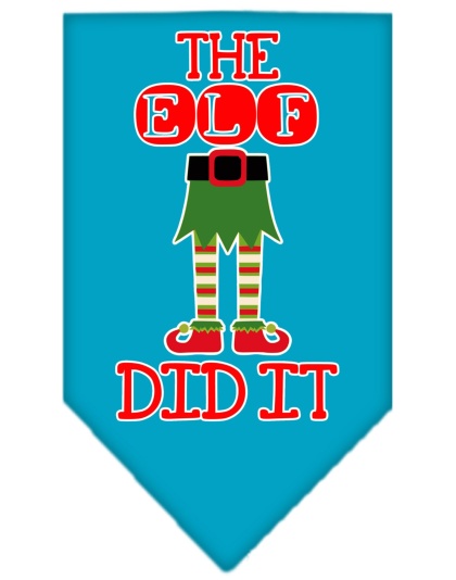 The Elf Did It Screen Print Bandana Turquoise Large