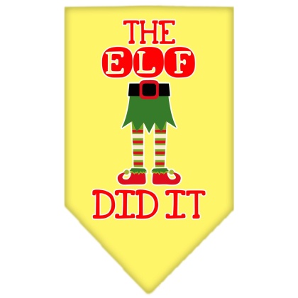 The Elf Did It Screen Print Bandana Yellow Large