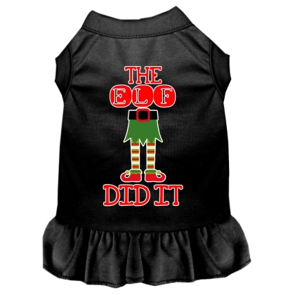 The Elf Did It Screen Print Dog Dress Black 4X