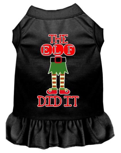 The Elf Did It Screen Print Dog Dress Black 4X