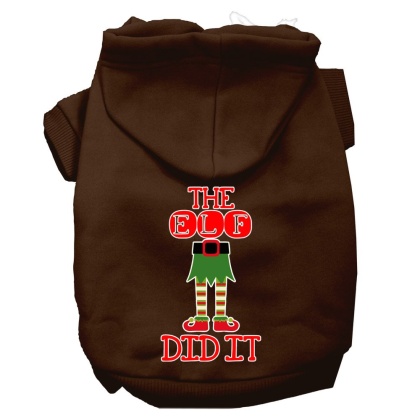 The Elf Did It Screen Print Dog Hoodie Brown L