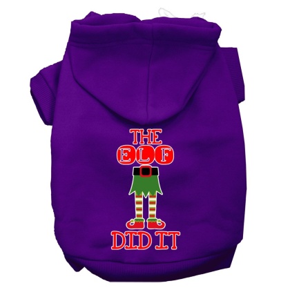 The Elf Did It Screen Print Dog Hoodie Purple L