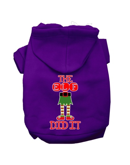 The Elf Did It Screen Print Dog Hoodie Purple L