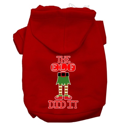 The Elf Did It Screen Print Dog Hoodie Red L