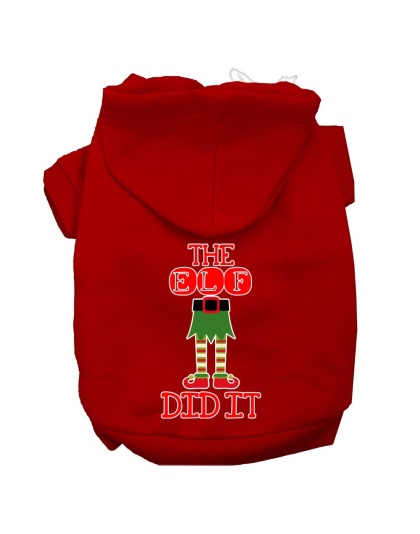 The Elf Did It Screen Print Dog Hoodie Red L