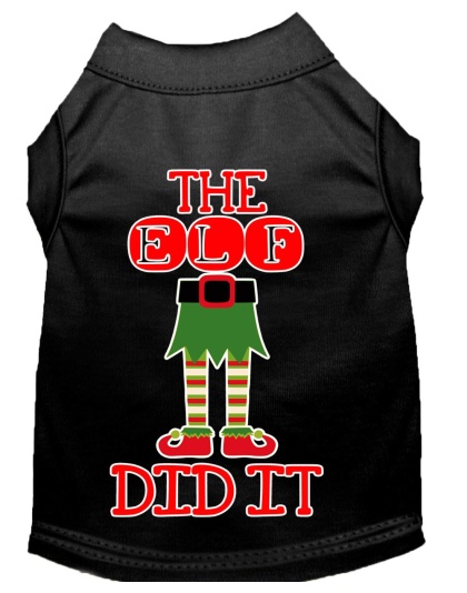 The Elf Did It Screen Print Dog Shirt Black Lg