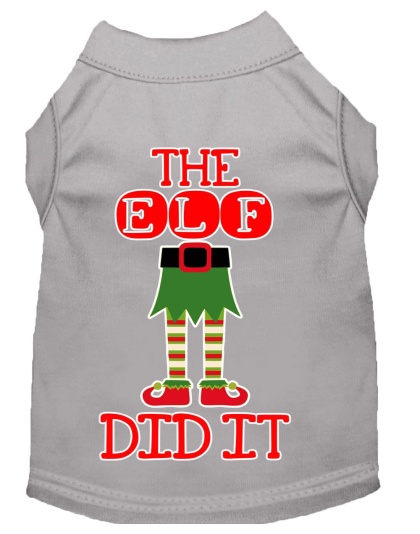 The Elf Did It Screen Print Dog Shirt Grey Lg