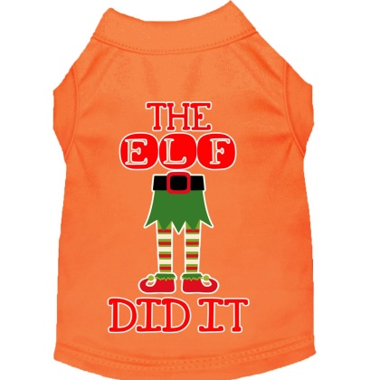 The Elf Did It Screen Print Dog Shirt Orange Lg