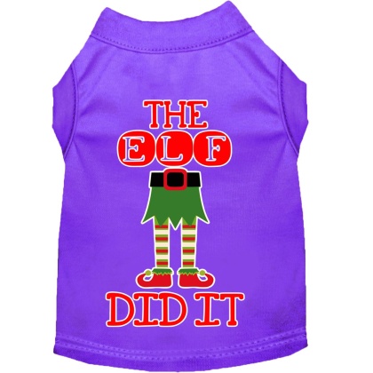 The Elf Did It Screen Print Dog Shirt Purple Lg