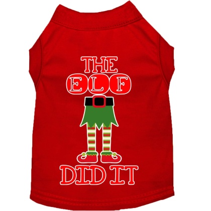 The Elf Did It Screen Print Dog Shirt Red Lg