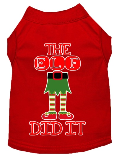 The Elf Did It Screen Print Dog Shirt Red Lg