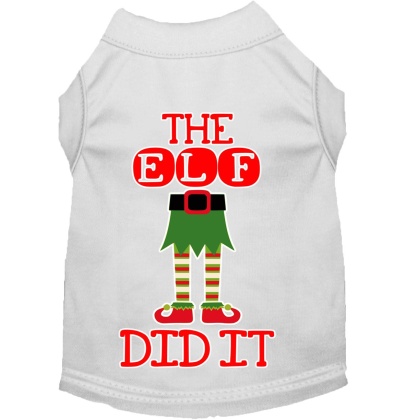 The Elf Did It Screen Print Dog Shirt White Lg