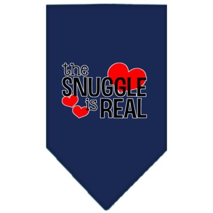 The Snuggle is Real Screen Print Bandana Navy Blue large