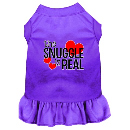 The Snuggle is Real Screen Print Dog Dress Purple 4X