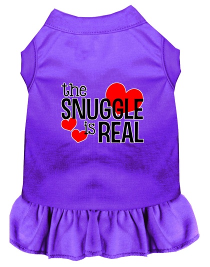 The Snuggle is Real Screen Print Dog Dress Purple 4X