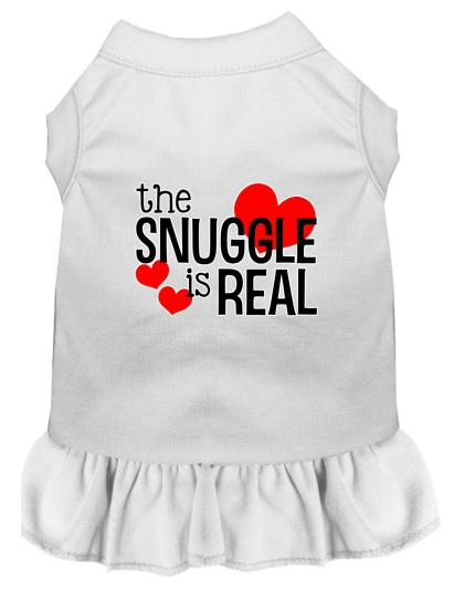 The Snuggle is Real Screen Print Dog Dress White 4X