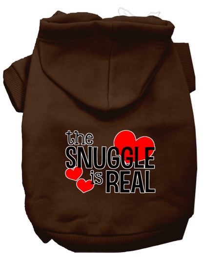 The Snuggle is Real Screen Print Dog Hoodie Brown L