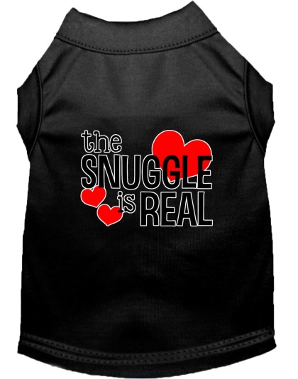 The Snuggle is Real Screen Print Dog Shirt Black Lg