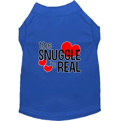 The Snuggle is Real Screen Print Dog Shirt Blue Lg