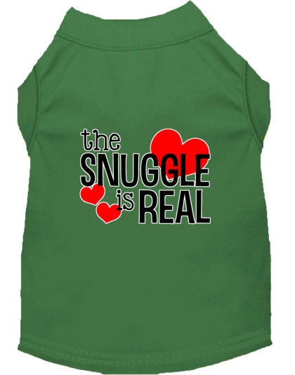 The Snuggle is Real Screen Print Dog Shirt Green Lg