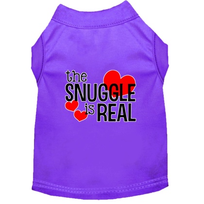 The Snuggle is Real Screen Print Dog Shirt Purple Lg