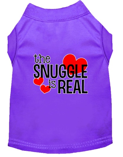 The Snuggle is Real Screen Print Dog Shirt Purple Lg