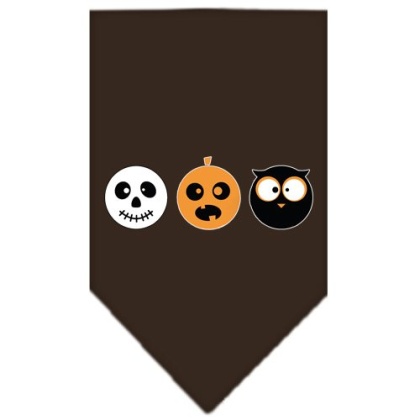 The Spook Trio Screen Print Bandana Brown Large