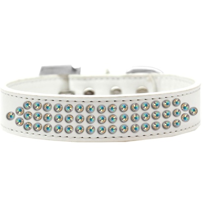 Three Row AB Crystal Dog Collar White Size 12