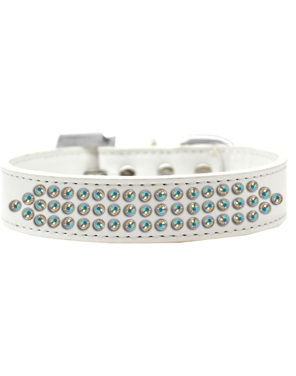 Three Row AB Crystal Dog Collar White Size 12